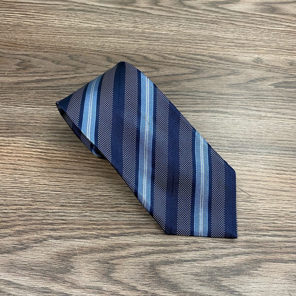 Napoli Di Nordstrom Navy & Blue Stripe Silk Tie